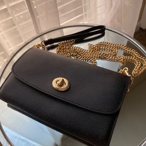 *SOLD* Coach black wallet purse w/ chain strap